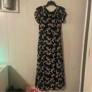 Elegant Black Floral Dress Latin Quarters size small